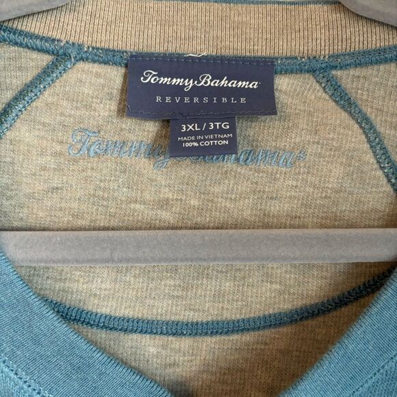 TOMMY BAHAMA Men’s Flipshore Abaco Reversible Sweatshirt Blue/Gray size 3X/XXXL! - Picture 7 of 14
